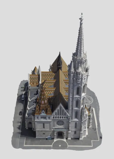 Mátyás-templom 3D modellje ferde felülnézetből