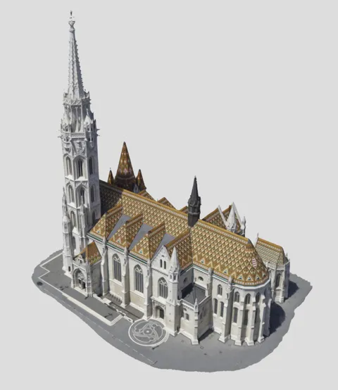Mátyás-templom 3D modellje elölnézetből