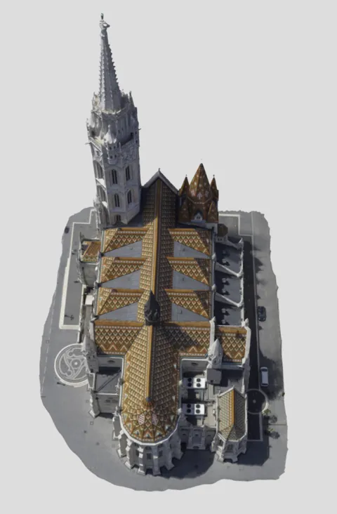 Mátyás-templom 3D modellje a színes tetővel