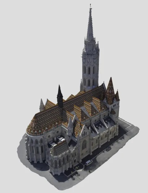 Mátyás-templom 3D modellje felülnézetből