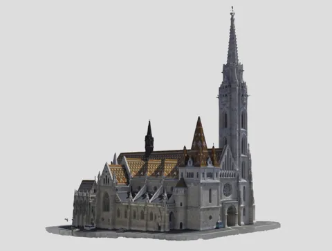 Mátyás-templom 3D modellje a hajó felől